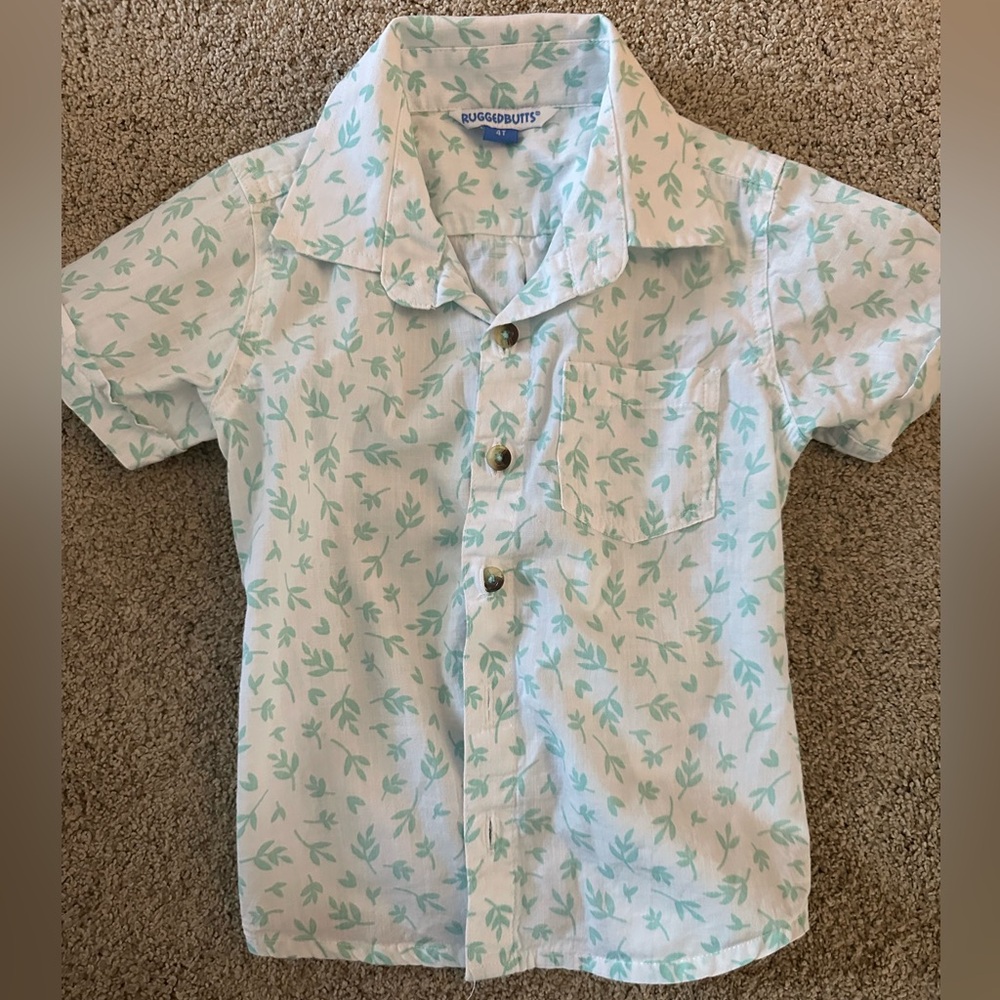 Rugged Butts boys 4T button down shirt whimsical pattern, like new